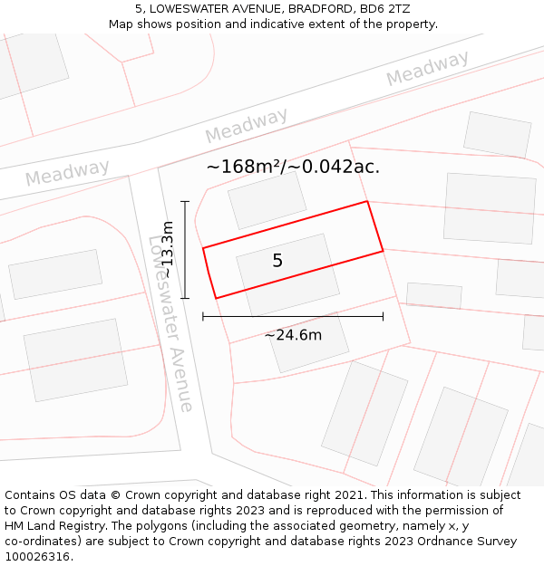 5, LOWESWATER AVENUE, BRADFORD, BD6 2TZ: Plot and title map