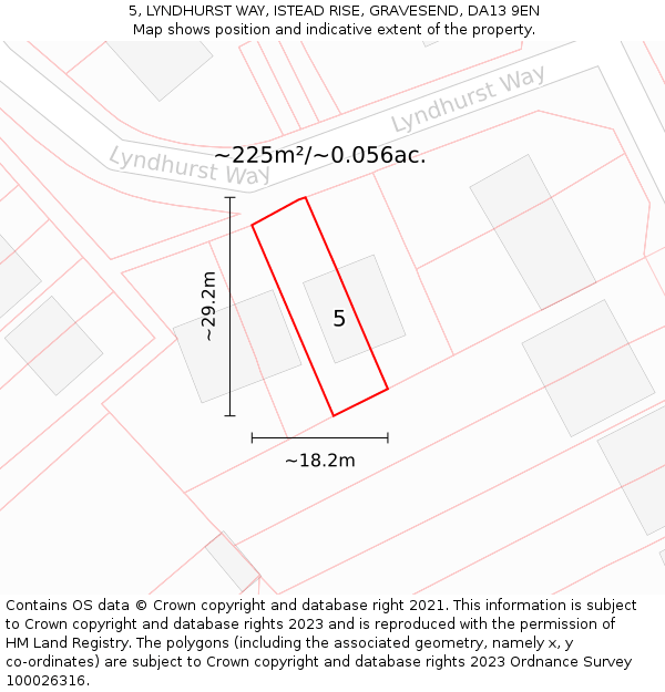 5, LYNDHURST WAY, ISTEAD RISE, GRAVESEND, DA13 9EN: Plot and title map