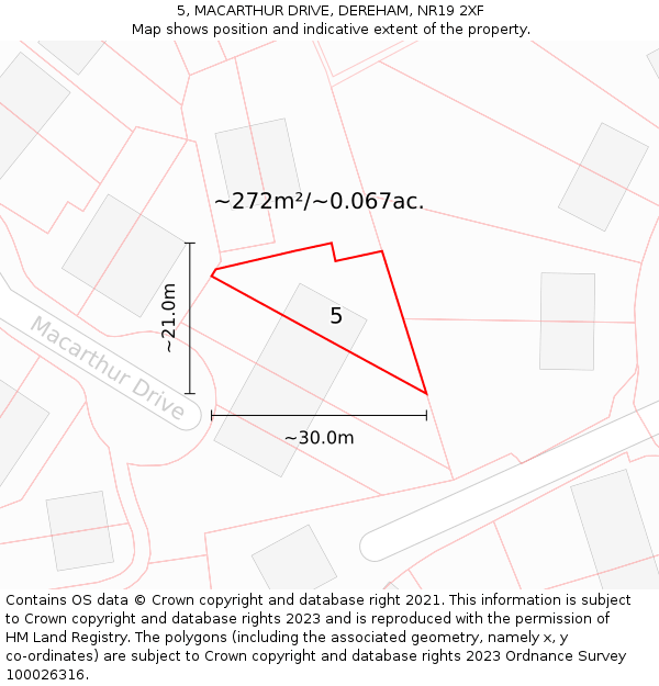 5, MACARTHUR DRIVE, DEREHAM, NR19 2XF: Plot and title map