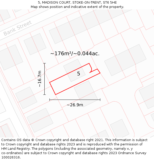 5, MADISON COURT, STOKE-ON-TRENT, ST6 5HE: Plot and title map