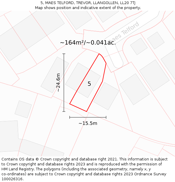 5, MAES TELFORD, TREVOR, LLANGOLLEN, LL20 7TJ: Plot and title map