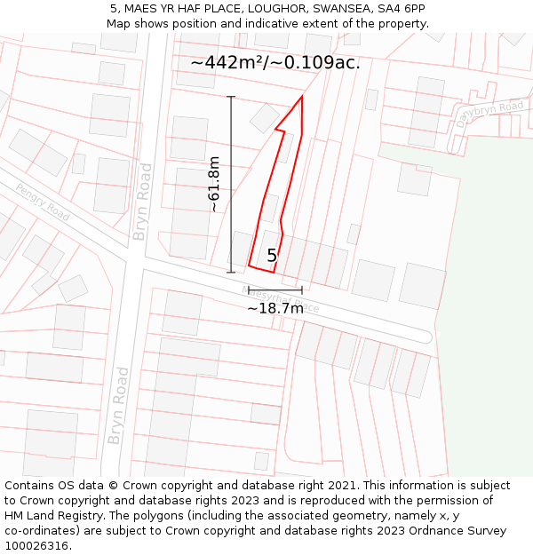 5, MAES YR HAF PLACE, LOUGHOR, SWANSEA, SA4 6PP: Plot and title map