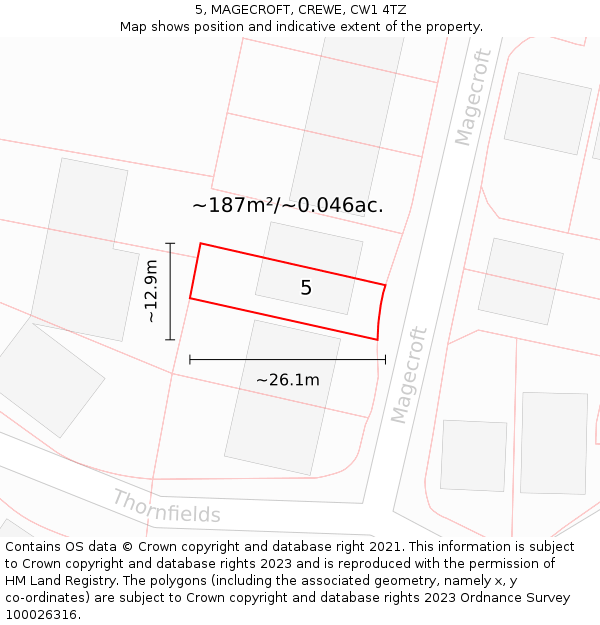 5, MAGECROFT, CREWE, CW1 4TZ: Plot and title map