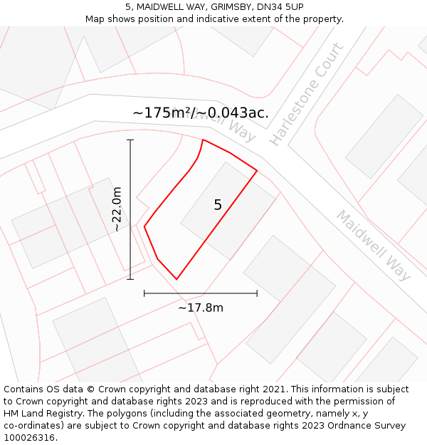 5, MAIDWELL WAY, GRIMSBY, DN34 5UP: Plot and title map