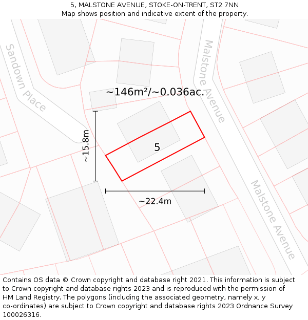 5, MALSTONE AVENUE, STOKE-ON-TRENT, ST2 7NN: Plot and title map