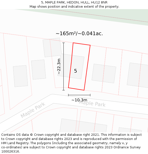 5, MAPLE PARK, HEDON, HULL, HU12 8NR: Plot and title map