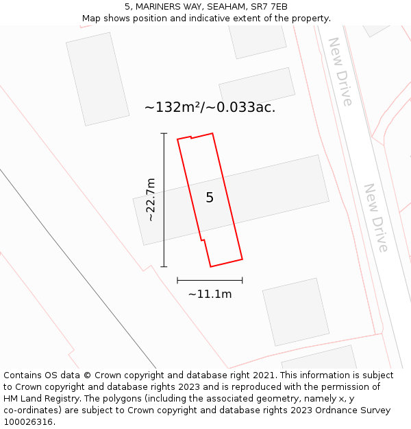 5, MARINERS WAY, SEAHAM, SR7 7EB: Plot and title map