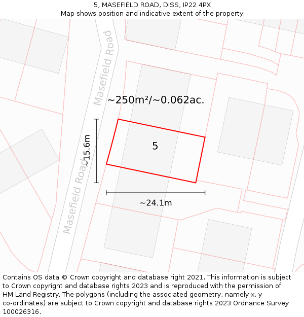 5, MASEFIELD ROAD, DISS, IP22 4PX: Plot and title map