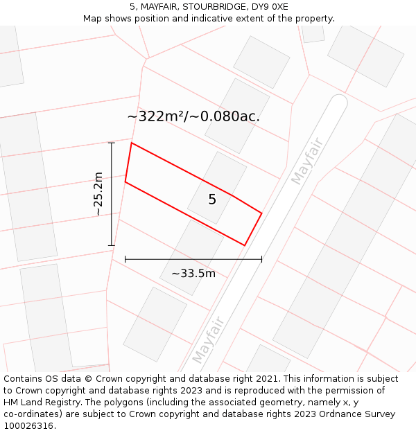 5, MAYFAIR, STOURBRIDGE, DY9 0XE: Plot and title map