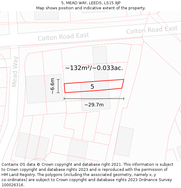 5, MEAD WAY, LEEDS, LS15 9JP: Plot and title map