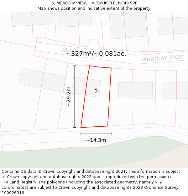 5, MEADOW VIEW, HALTWHISTLE, NE49 9PE: Plot and title map