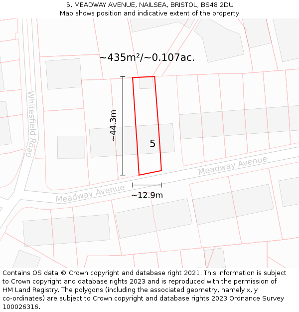 5, MEADWAY AVENUE, NAILSEA, BRISTOL, BS48 2DU: Plot and title map