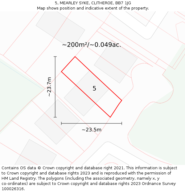 5, MEARLEY SYKE, CLITHEROE, BB7 1JG: Plot and title map