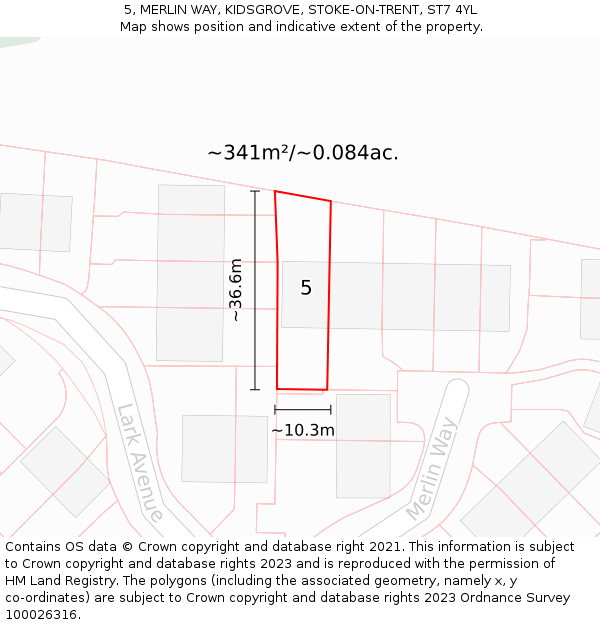 5, MERLIN WAY, KIDSGROVE, STOKE-ON-TRENT, ST7 4YL: Plot and title map