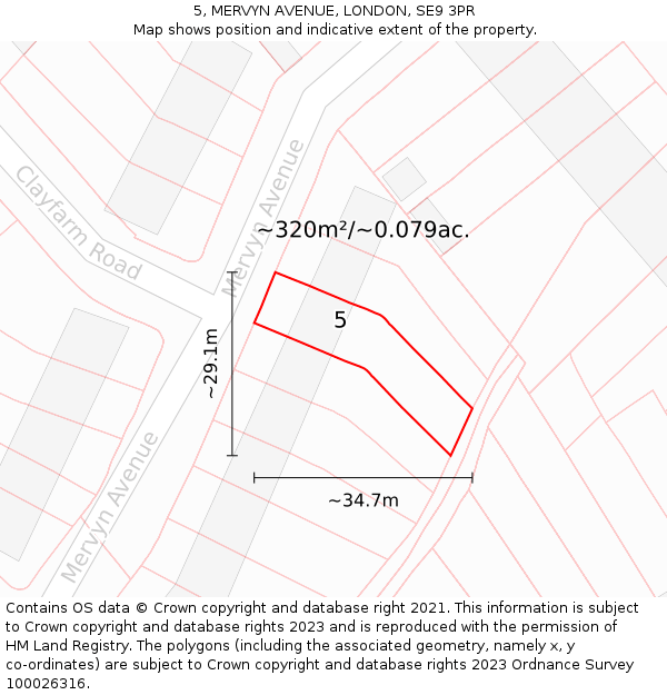 5, MERVYN AVENUE, LONDON, SE9 3PR: Plot and title map