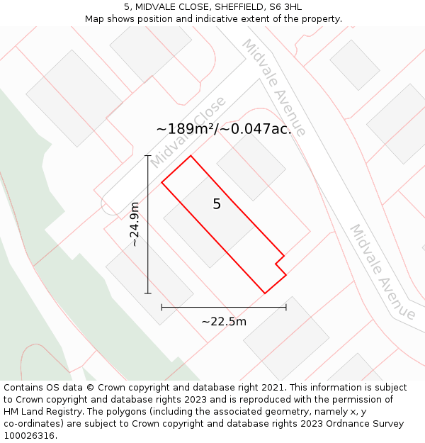 5, MIDVALE CLOSE, SHEFFIELD, S6 3HL: Plot and title map