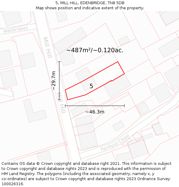 5, MILL HILL, EDENBRIDGE, TN8 5DB: Plot and title map