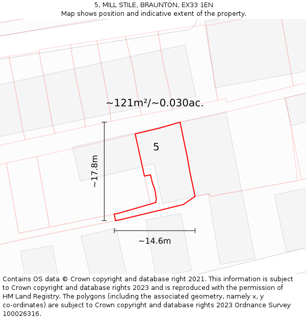 5, MILL STILE, BRAUNTON, EX33 1EN: Plot and title map