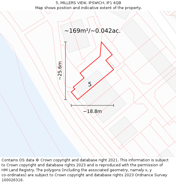 5, MILLERS VIEW, IPSWICH, IP1 4QB: Plot and title map