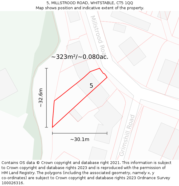 5, MILLSTROOD ROAD, WHITSTABLE, CT5 1QQ: Plot and title map