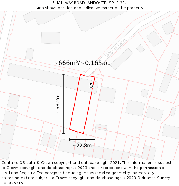 5, MILLWAY ROAD, ANDOVER, SP10 3EU: Plot and title map