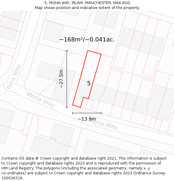 5, MONA WAY, IRLAM, MANCHESTER, M44 6GG: Plot and title map