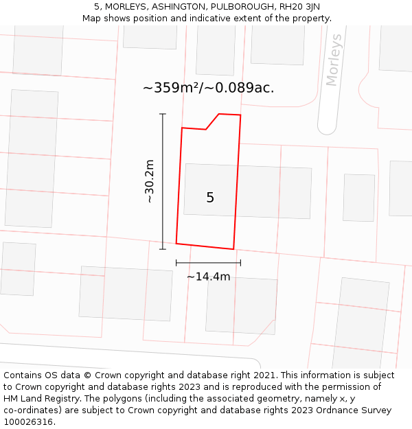 5, MORLEYS, ASHINGTON, PULBOROUGH, RH20 3JN: Plot and title map