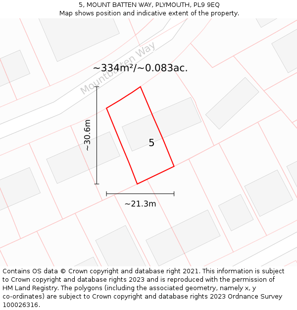 5, MOUNT BATTEN WAY, PLYMOUTH, PL9 9EQ: Plot and title map