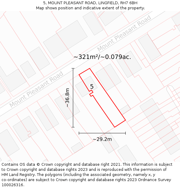 5, MOUNT PLEASANT ROAD, LINGFIELD, RH7 6BH: Plot and title map