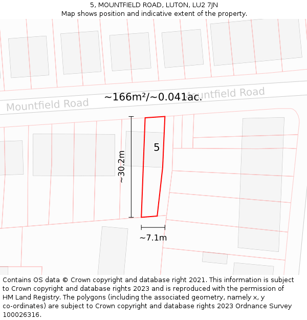 5, MOUNTFIELD ROAD, LUTON, LU2 7JN: Plot and title map