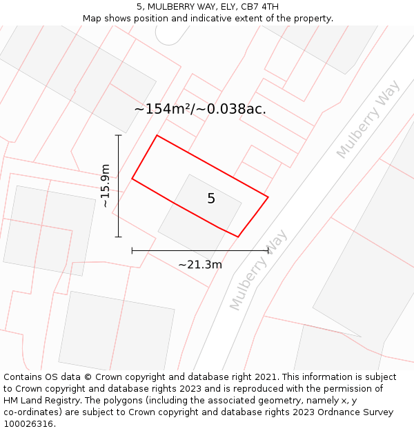 5, MULBERRY WAY, ELY, CB7 4TH: Plot and title map