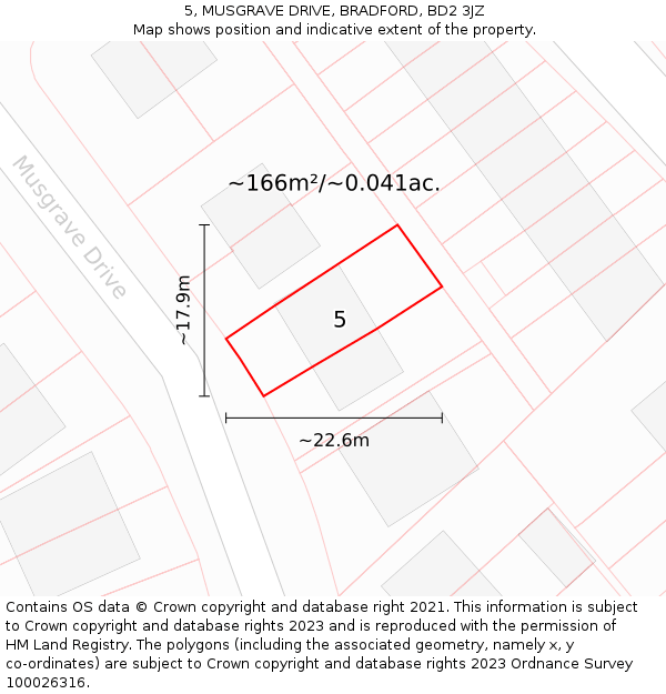 5, MUSGRAVE DRIVE, BRADFORD, BD2 3JZ: Plot and title map