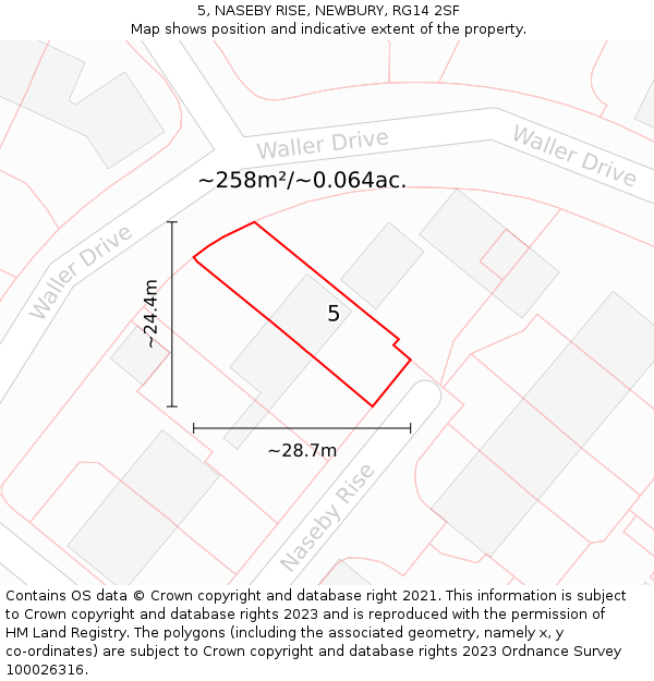 5, NASEBY RISE, NEWBURY, RG14 2SF: Plot and title map