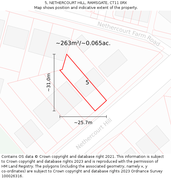 5, NETHERCOURT HILL, RAMSGATE, CT11 0RX: Plot and title map