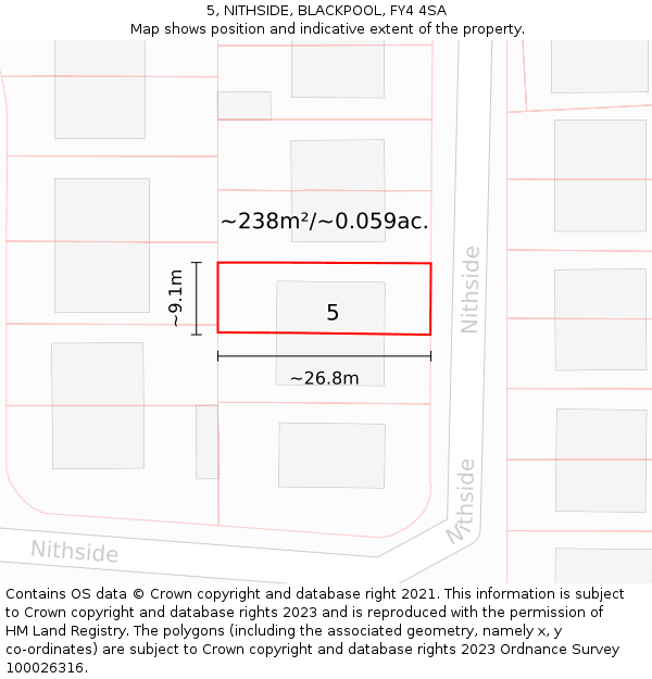 5, NITHSIDE, BLACKPOOL, FY4 4SA: Plot and title map