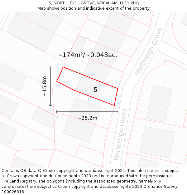 5, NORTHLEIGH GROVE, WREXHAM, LL11 2HQ: Plot and title map