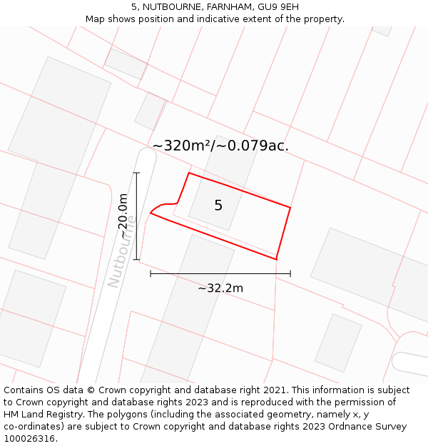 5, NUTBOURNE, FARNHAM, GU9 9EH: Plot and title map