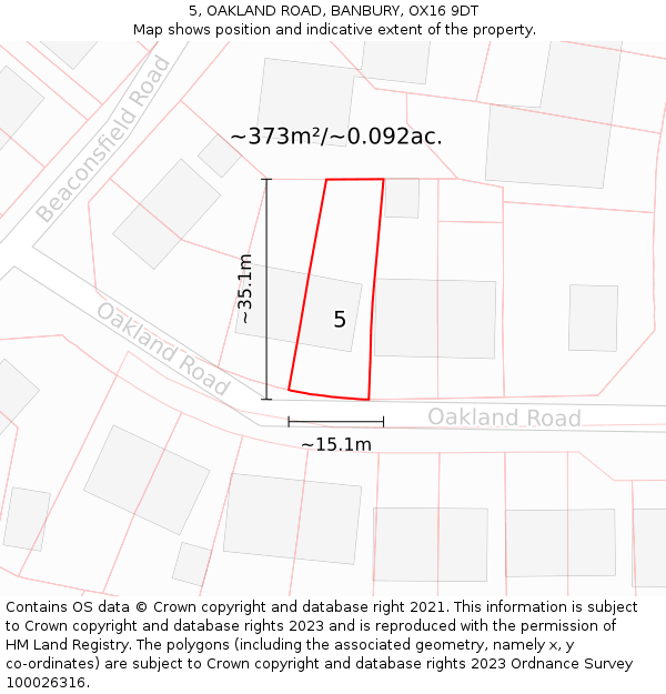 5, OAKLAND ROAD, BANBURY, OX16 9DT: Plot and title map