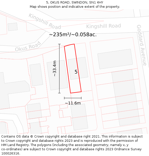 5, OKUS ROAD, SWINDON, SN1 4HY: Plot and title map