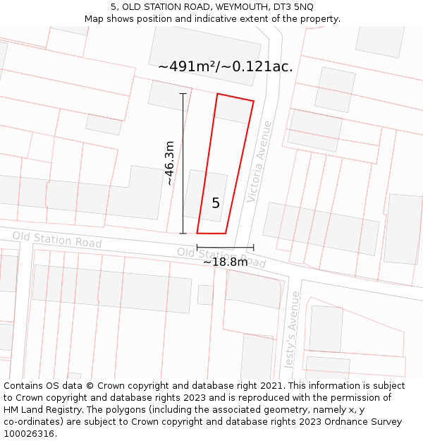 5, OLD STATION ROAD, WEYMOUTH, DT3 5NQ: Plot and title map