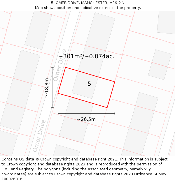 5, OMER DRIVE, MANCHESTER, M19 2JN: Plot and title map