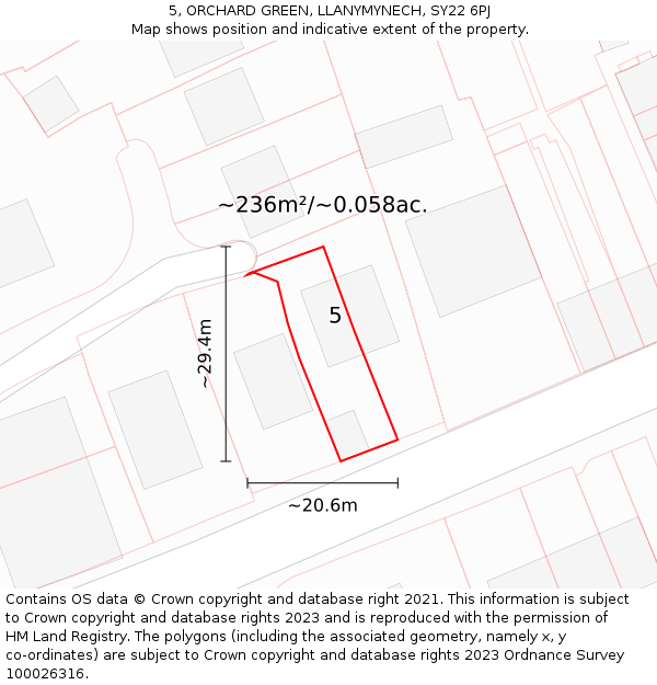 5, ORCHARD GREEN, LLANYMYNECH, SY22 6PJ: Plot and title map