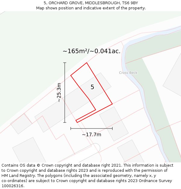 5, ORCHARD GROVE, MIDDLESBROUGH, TS6 9BY: Plot and title map