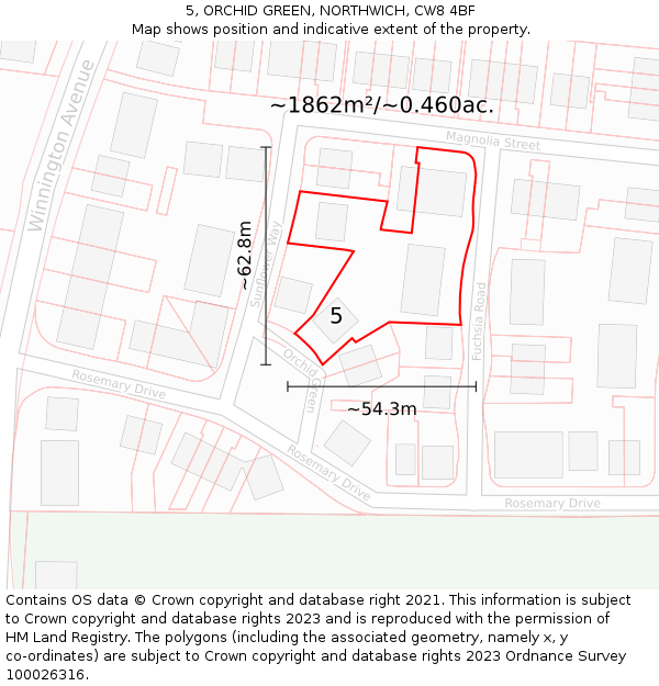 5, ORCHID GREEN, NORTHWICH, CW8 4BF: Plot and title map