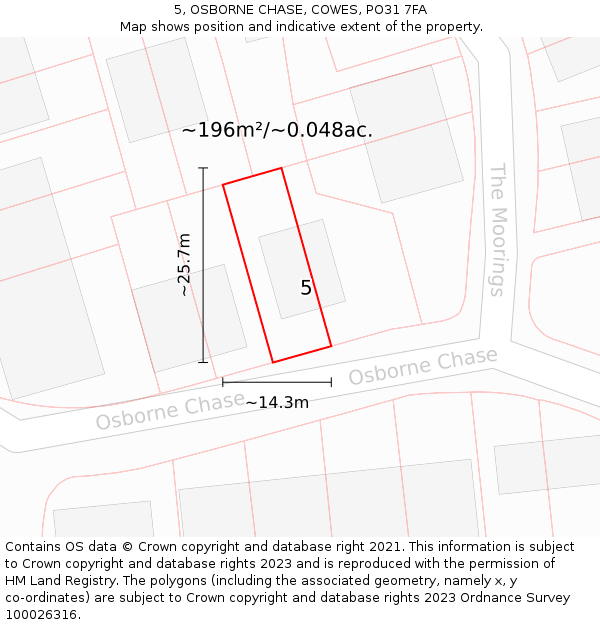 5, OSBORNE CHASE, COWES, PO31 7FA: Plot and title map