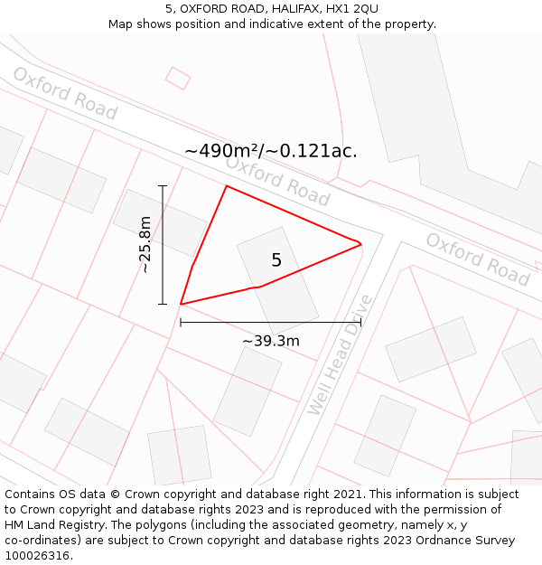 5, OXFORD ROAD, HALIFAX, HX1 2QU: Plot and title map