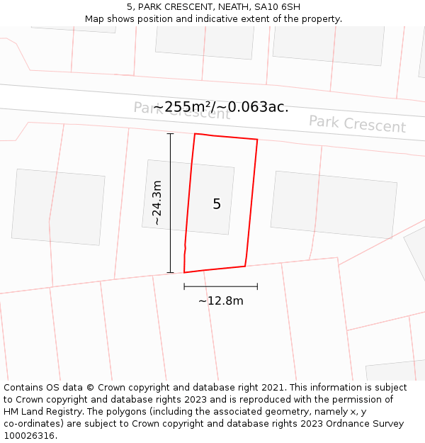 5, PARK CRESCENT, NEATH, SA10 6SH: Plot and title map