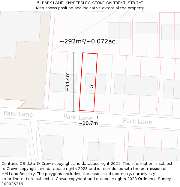 5, PARK LANE, KNYPERSLEY, STOKE-ON-TRENT, ST8 7AT: Plot and title map