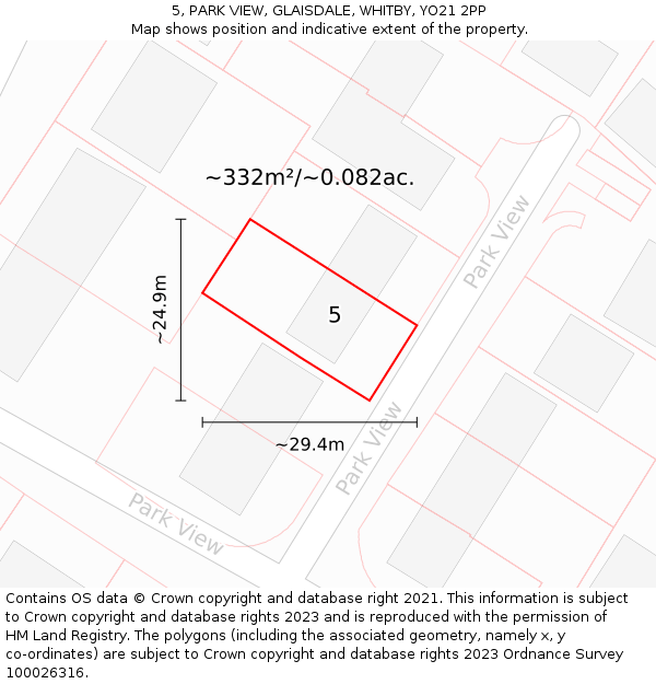 5, PARK VIEW, GLAISDALE, WHITBY, YO21 2PP: Plot and title map