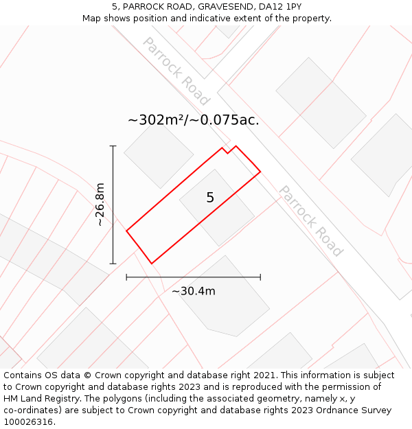 5, PARROCK ROAD, GRAVESEND, DA12 1PY: Plot and title map